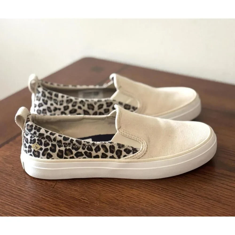 Sperry Women’s Crest Twin Gore Slip On Shoes Tan/Black Size 5.5M #STS85925